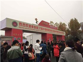 等待进入会展的人群